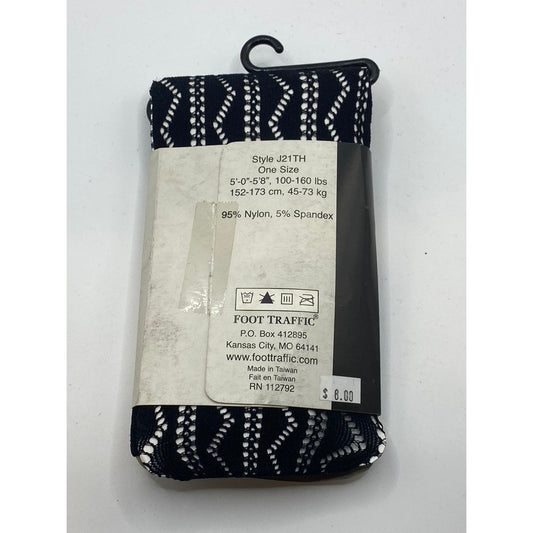 FOOT TRAFFIC Women's Black Cutout Stretch Pull-On Knee High Socks SZ OS