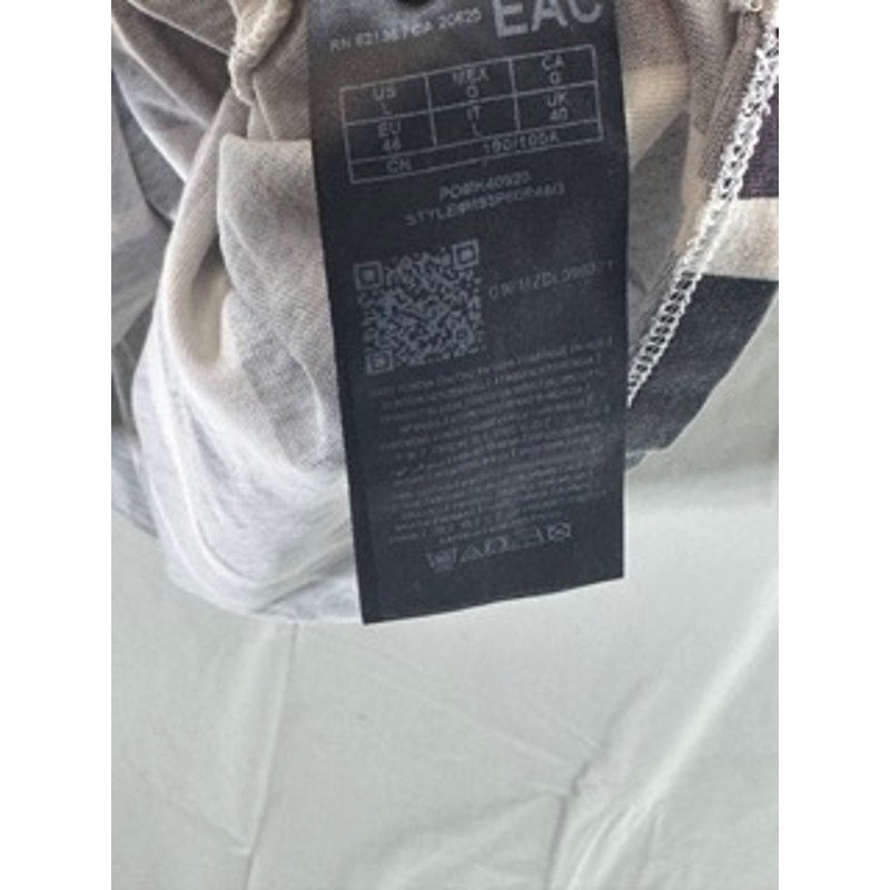 GUESS Men's Burgundy/Black Striped Vintage Crewneck Original Logo T-Shirt SZ L