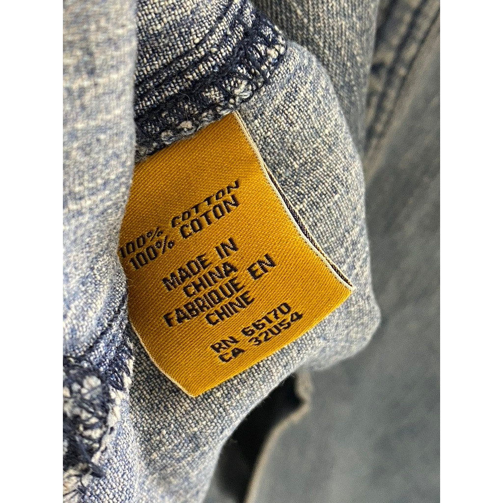 STAPELFORD Men’s Light Wash Blue Cotton Workwear Denim Button-Up Shirt SZ S