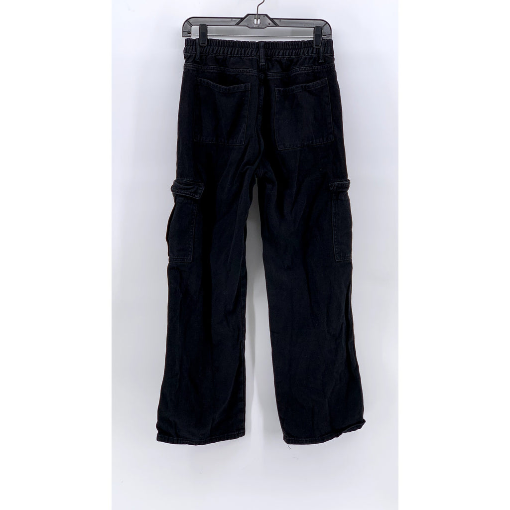 UNBRANDED Women's Black Straight-Leg Relaxed Fit Cargo Jeans SZ S