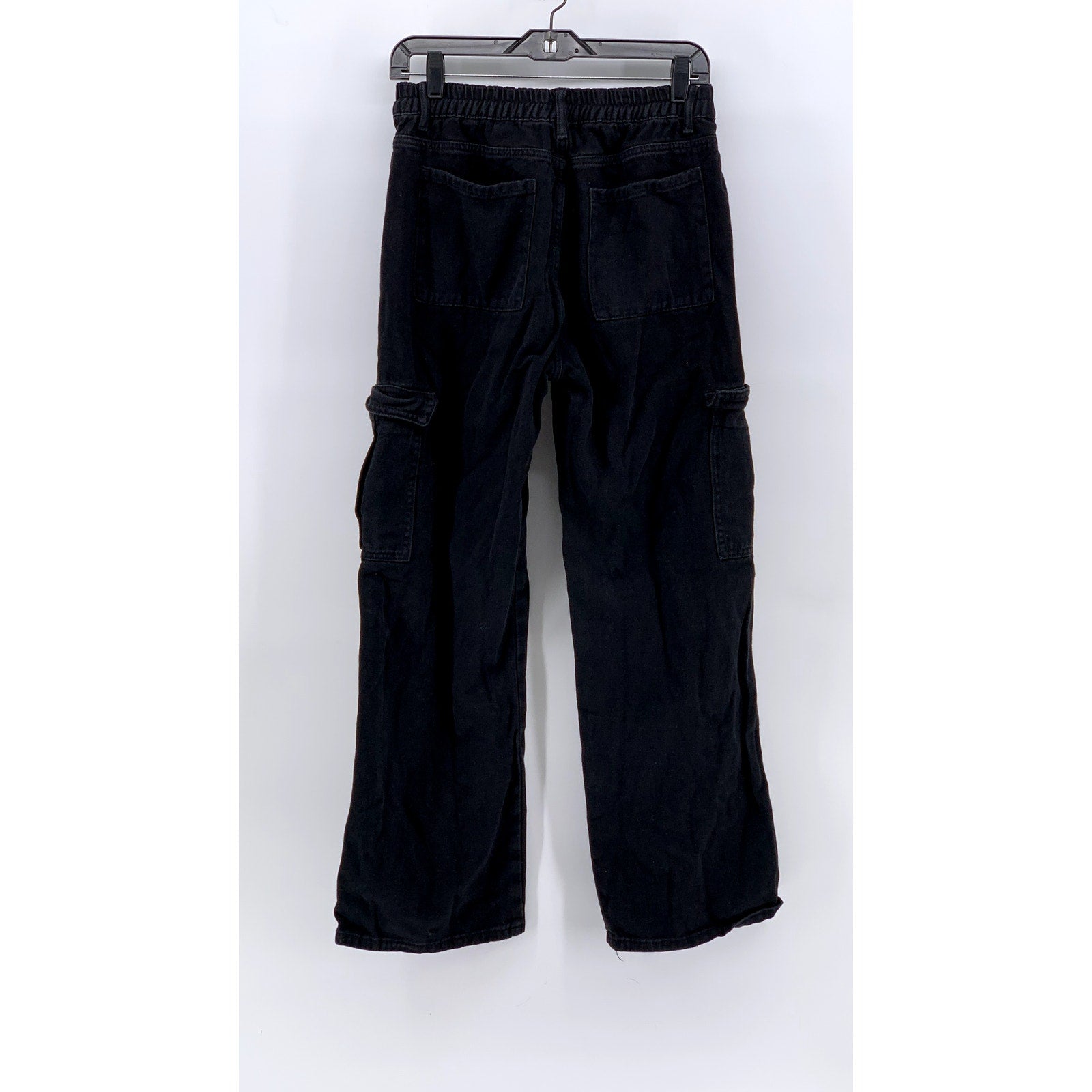 UNBRANDED Women's Black Straight-Leg Relaxed Fit Cargo Jeans SZ S