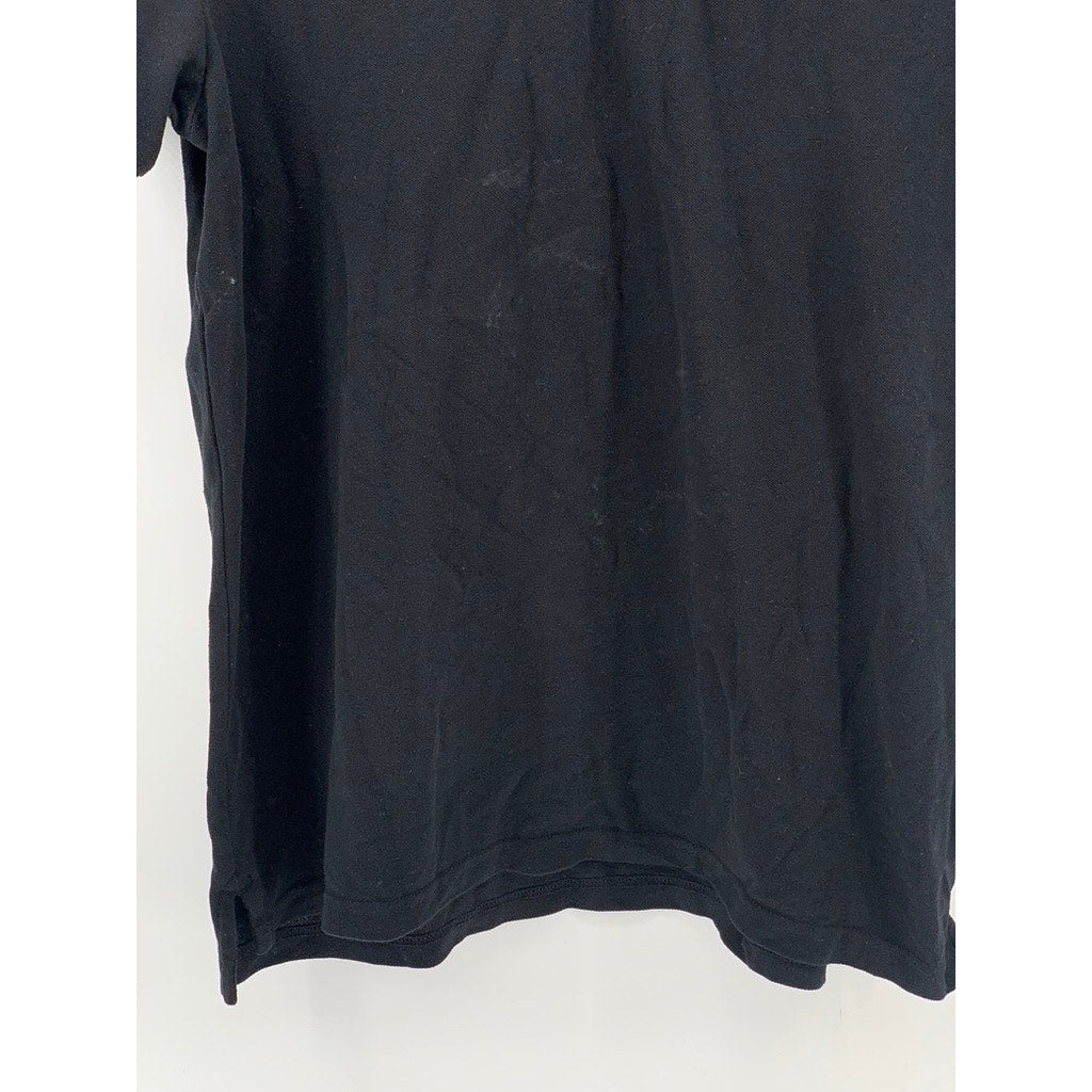 OLD NAVY Men's Black Solid Casual Cotton-Blend Regular-Fit Short Sleeve Polo SZL