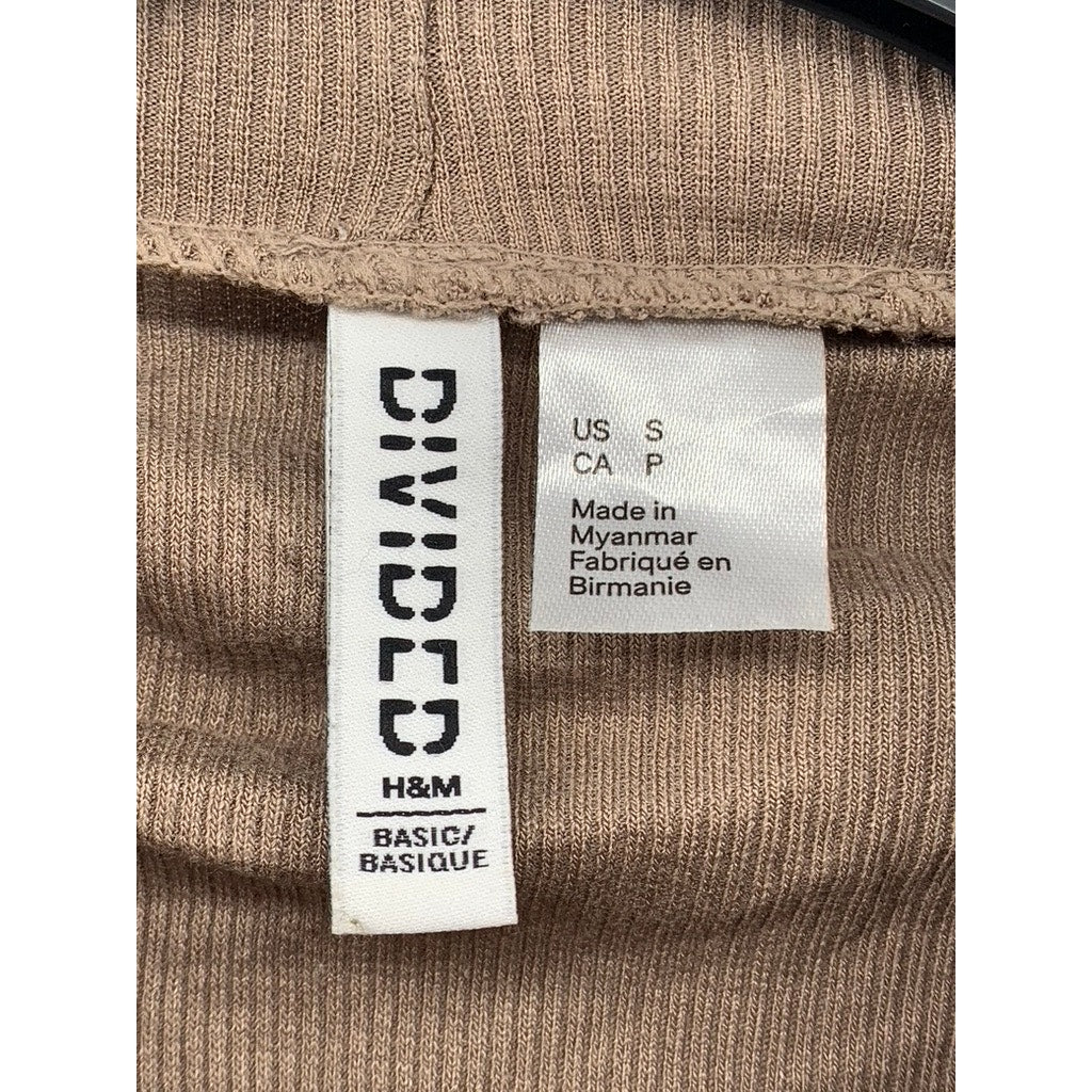 DIVIDED By H&M Women's Light Brown Ribbed Mock-Neck Long Sleeve Top SZ S