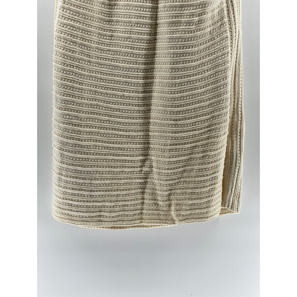 GAP Women's Cream Crewneck Crochet Knit Sleeveless A-Line Mini Dress SZ L