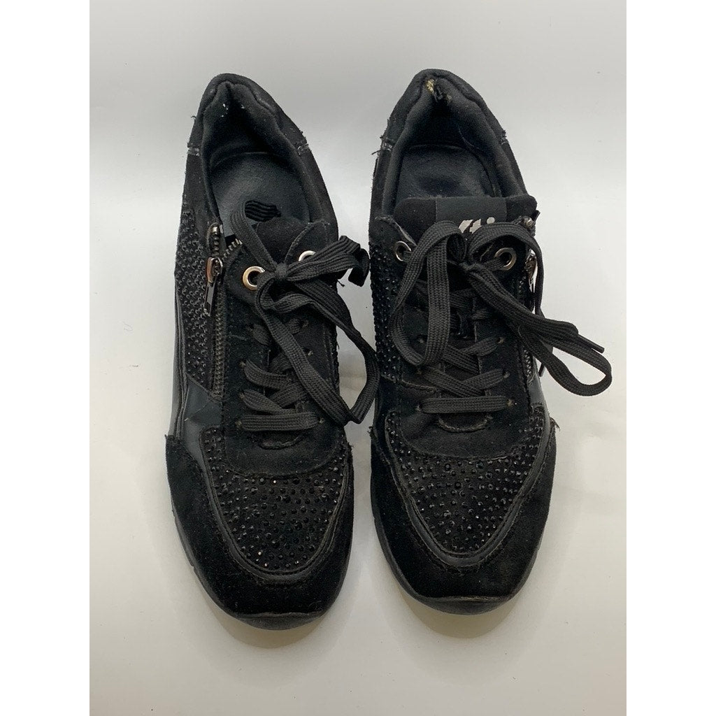 XTI Women's Black Rhinestone Embellished Wedge Sneakers SZ 40(9)