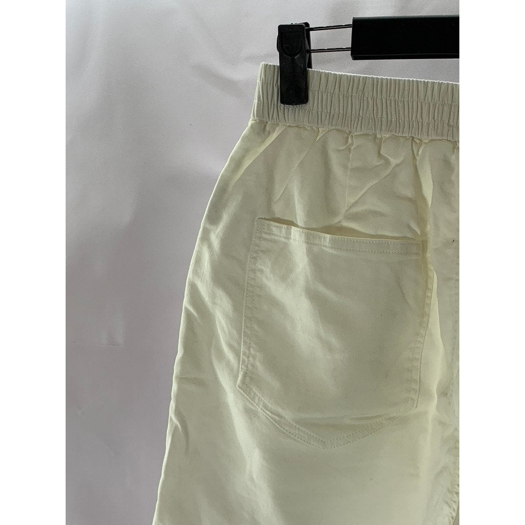 URBAN REVIVO Men's Cream Elasticized Waist Pull-On Relaxed-Fit Shorts SZ 4(S)