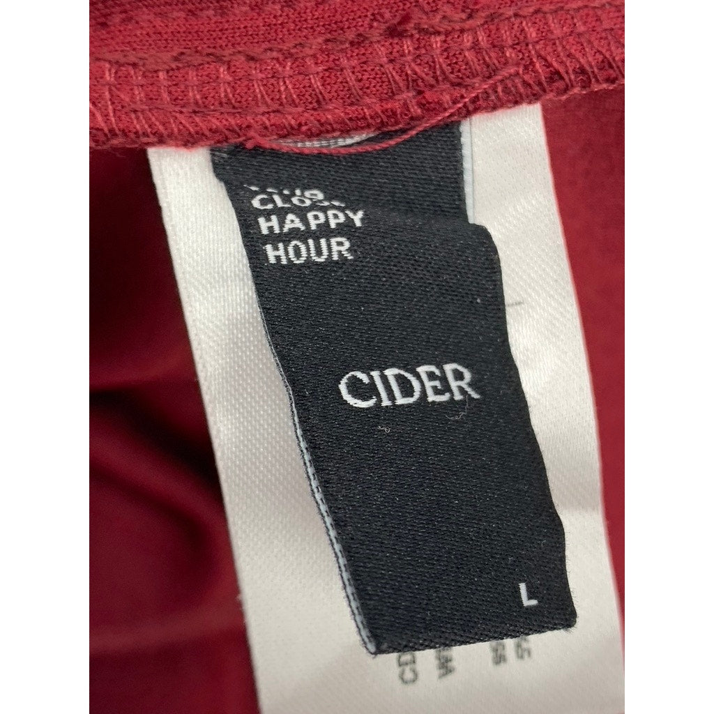 CIDER Women's Wine V-neck Lace-Up Corset Crop Top SZ L(US8)