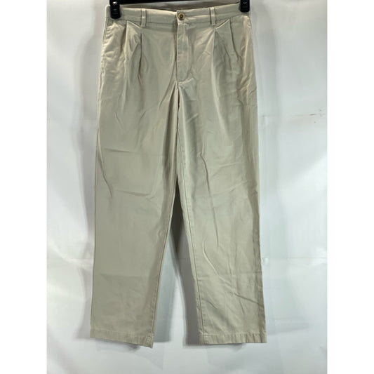 LANDS' END Men's Light Stone Traditional-Fit Pleated Chino Pant SZ 32X30