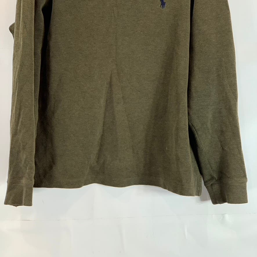 POLO RALPH LAUREN Men's Olive Green Quarter Zip Ribbed Pullover Sweater SZ M