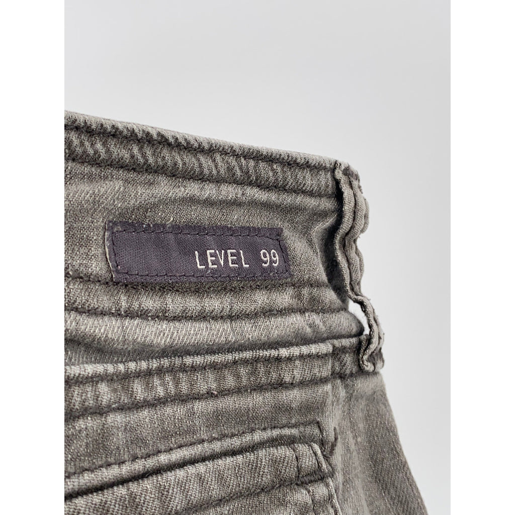 LEVEL 99 Women's Washed Gray Linen-Blend Cropped Cargo Pants SZ 26