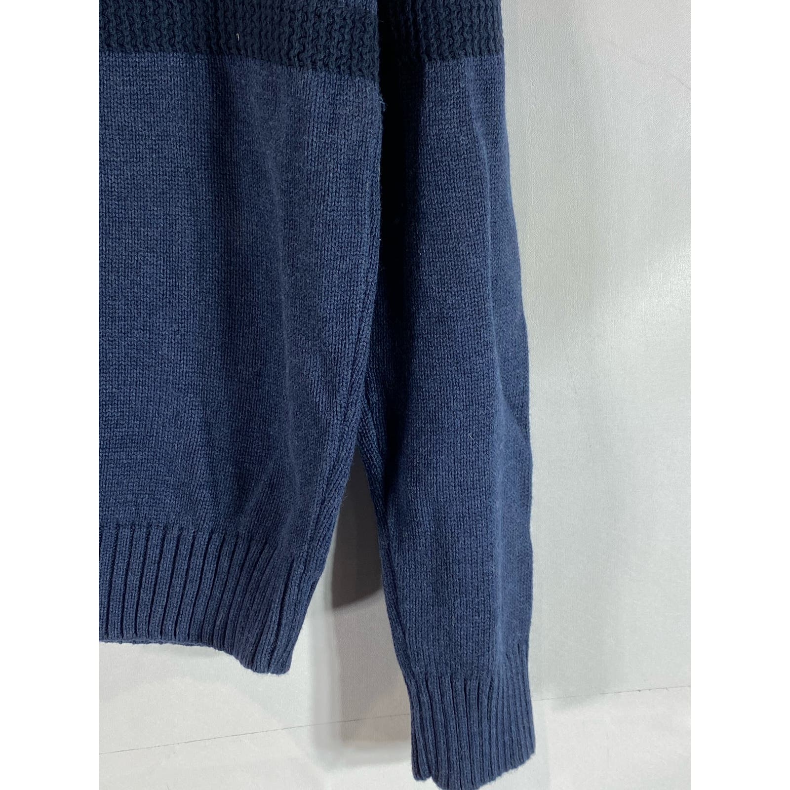 TAHARI Men's Blue Striped Knit Quarter-Zip Pullover Sweater SZ M