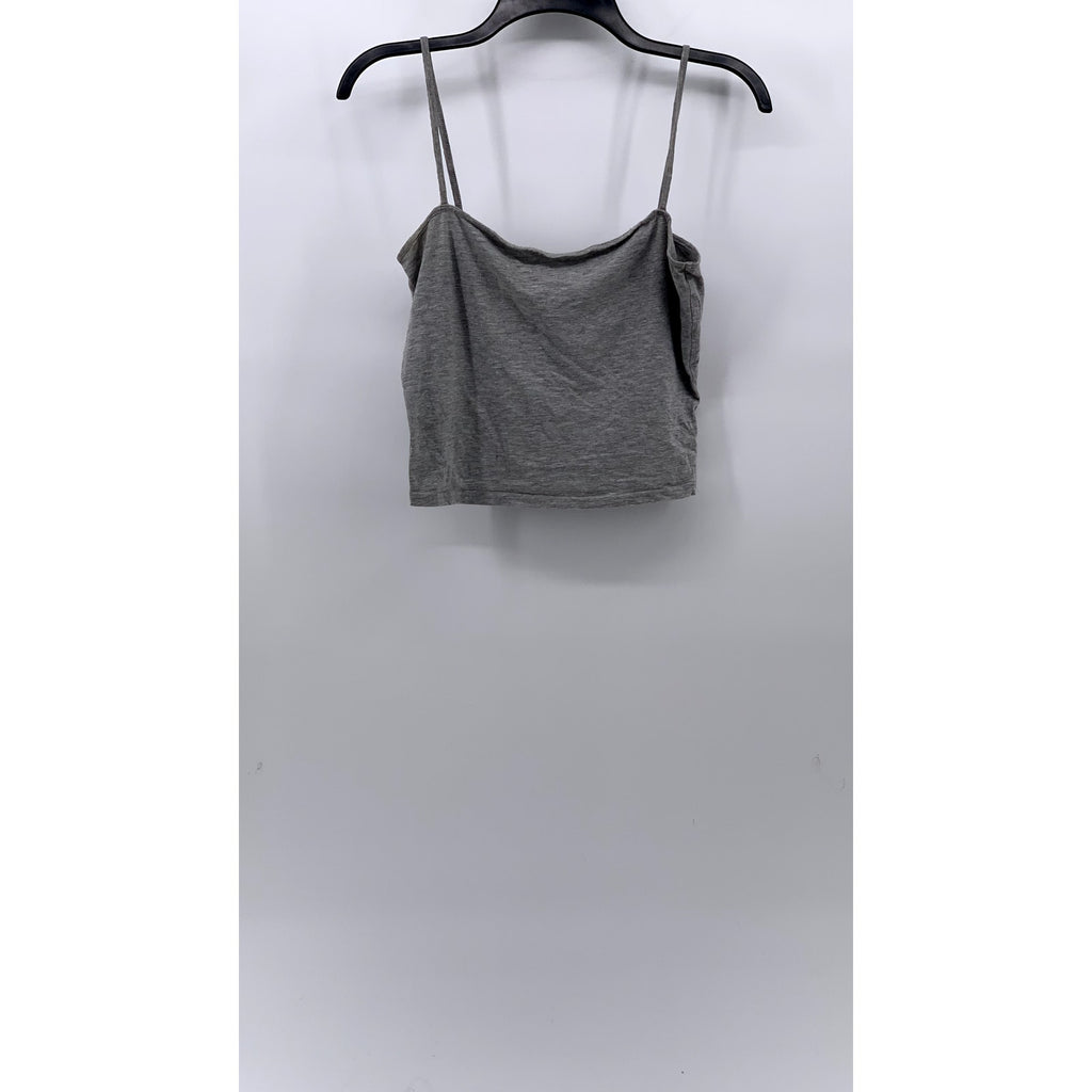 DIVIDED By H&M Women's Gray Straight-Neck Spaghetti Strap Cropped Tank Top SZ M
