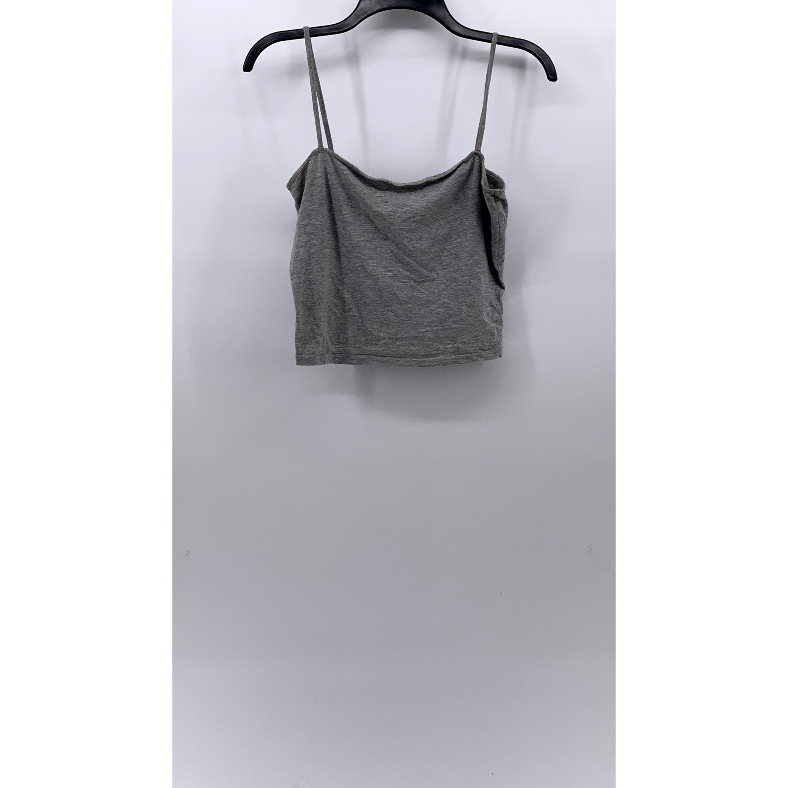 DIVIDED By H&M Women's Gray Straight-Neck Spaghetti Strap Cropped Tank Top SZ M