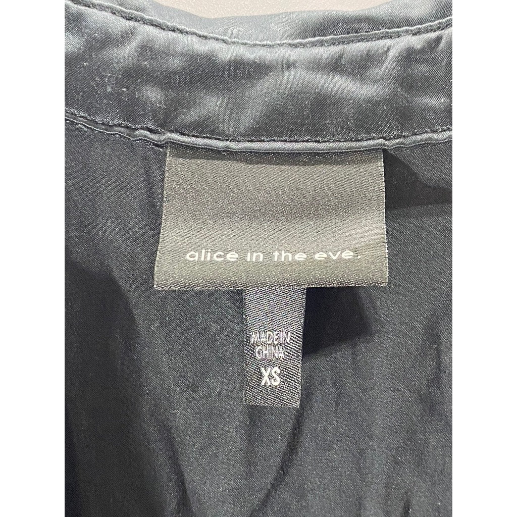 ALICE IN THE EVE Women’s Black Sienna Silky Button-Up Long Sleeve Top SZ XS