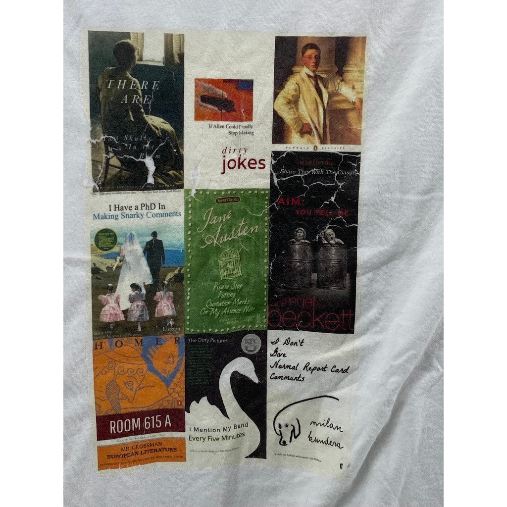 GOODFELLOW & CO Men's White Book Collage Crewneck Casual Lyndale T-Shirt SZ XL