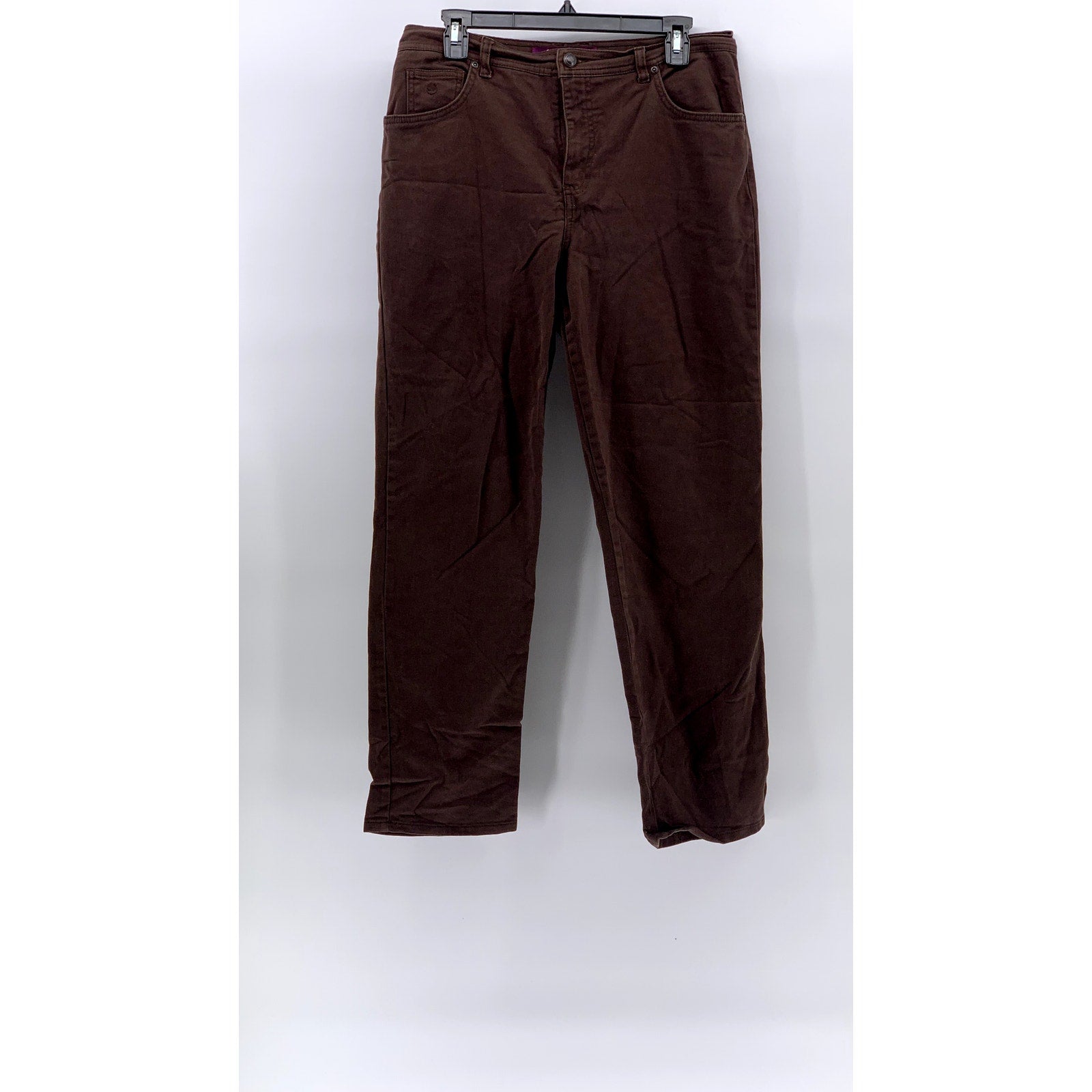 GLORIA VANDERBILT Women's Brown Straight-Leg Short-Length Pants SZ 12