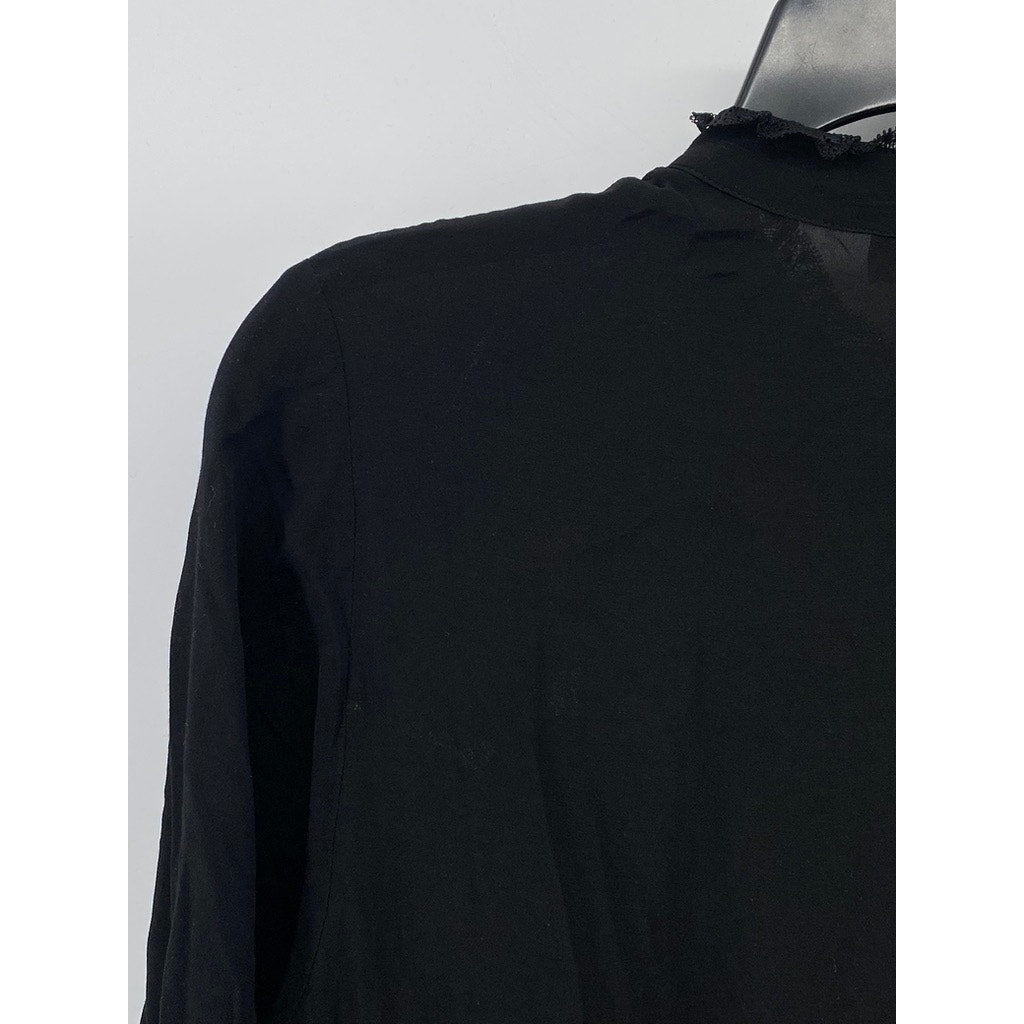 ZADIG  & VOLTAIRE Women's Black Ruffle-Trim Long Sleeve Prairie Knee Dress SZ XS