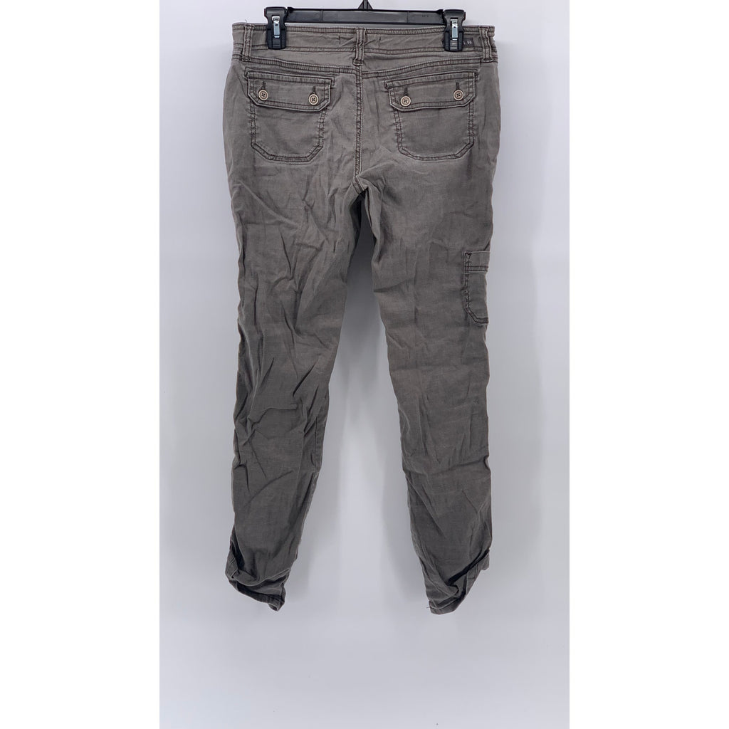 LEVEL 99 Women's Washed Gray Linen-Blend Cropped Cargo Pants SZ 26
