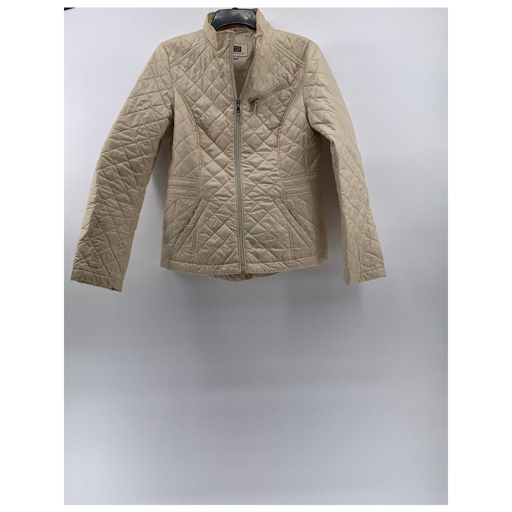 LAUNDRY BY DESIGN Women's Gold Stand Collar Zip-Up Long Sleeve Jacket SZ S