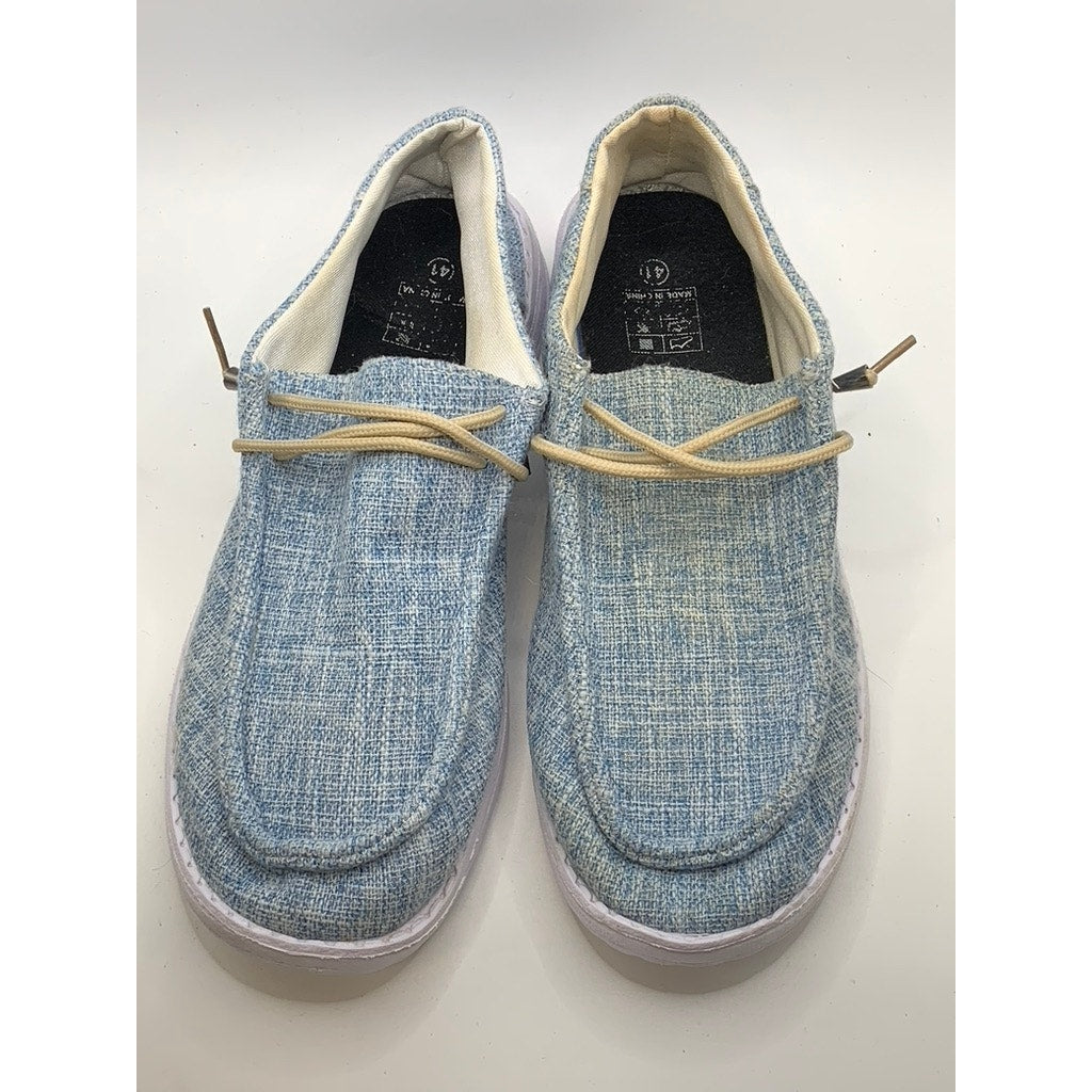 UNBRANDED Women's Blue Canvas Slip-On Loafers SZ 41(US10.5)