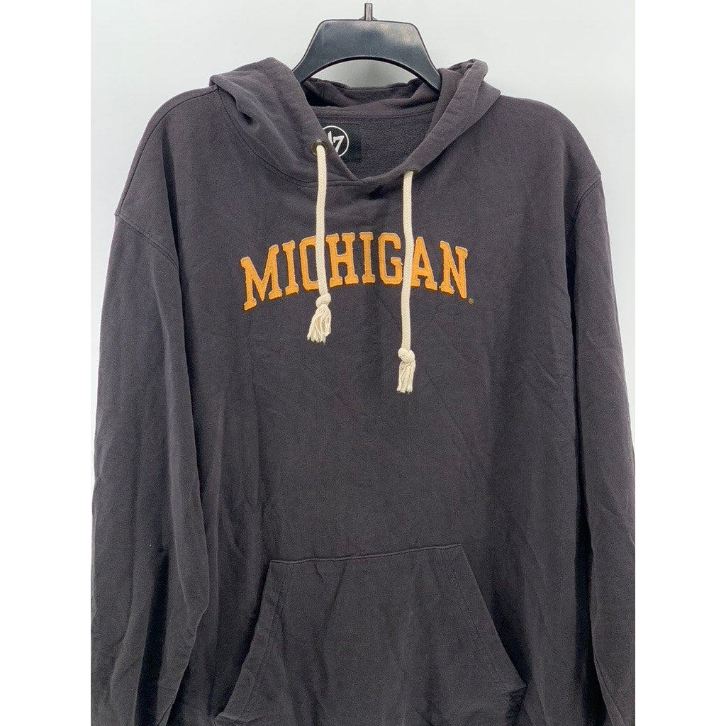 47' BRAND Men's Gray Michigan Patch Logo Long Sleeve Pullover Hoodie SZ M