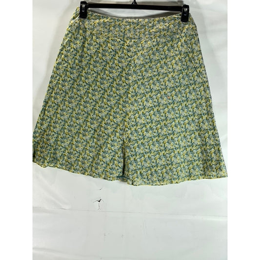 TALBOTS Women's Plus Size Green/Yellow Floral A-Line Knee Length Skirt SZ 12W