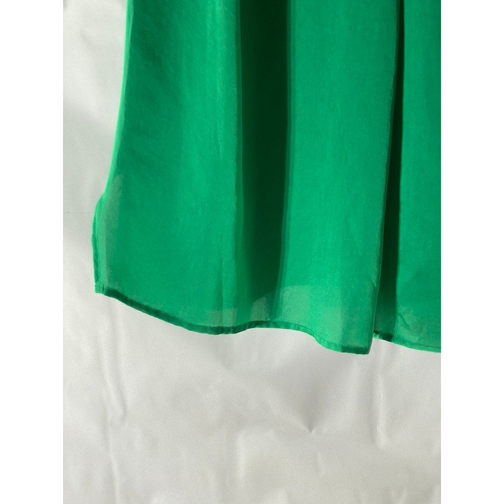 VIOLET & CLAIRE Women's Dark Green V-Neck Short Sleeve Side Slit Top SZ L