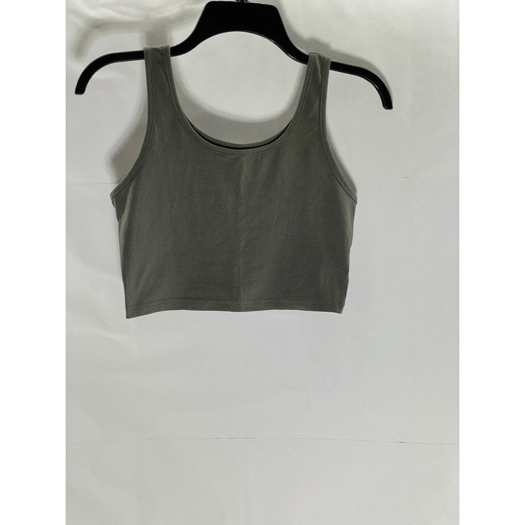 SHEIN Women's Dark Gray Scoop-Neck Basic Cropped Tank Top SZ S