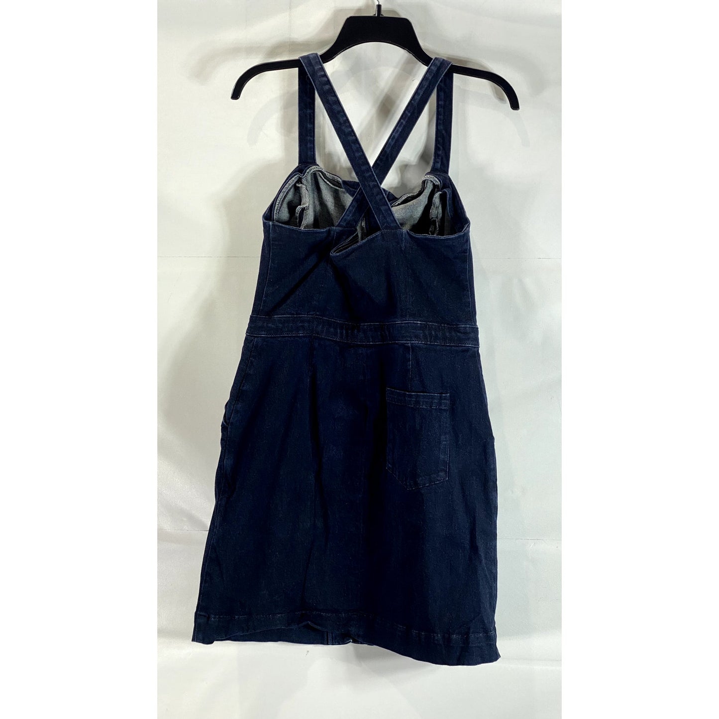 TOPSHOP MOTO Women's Blue Denim Button-Up Square-Neck Crossback Mini Dress SZ 10