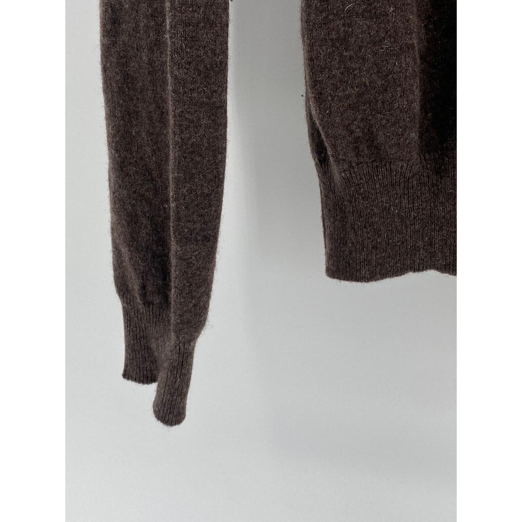 UNBRANDED Men’s Brown Cashmere V-Neck Long Sleeve Sweater SZ M