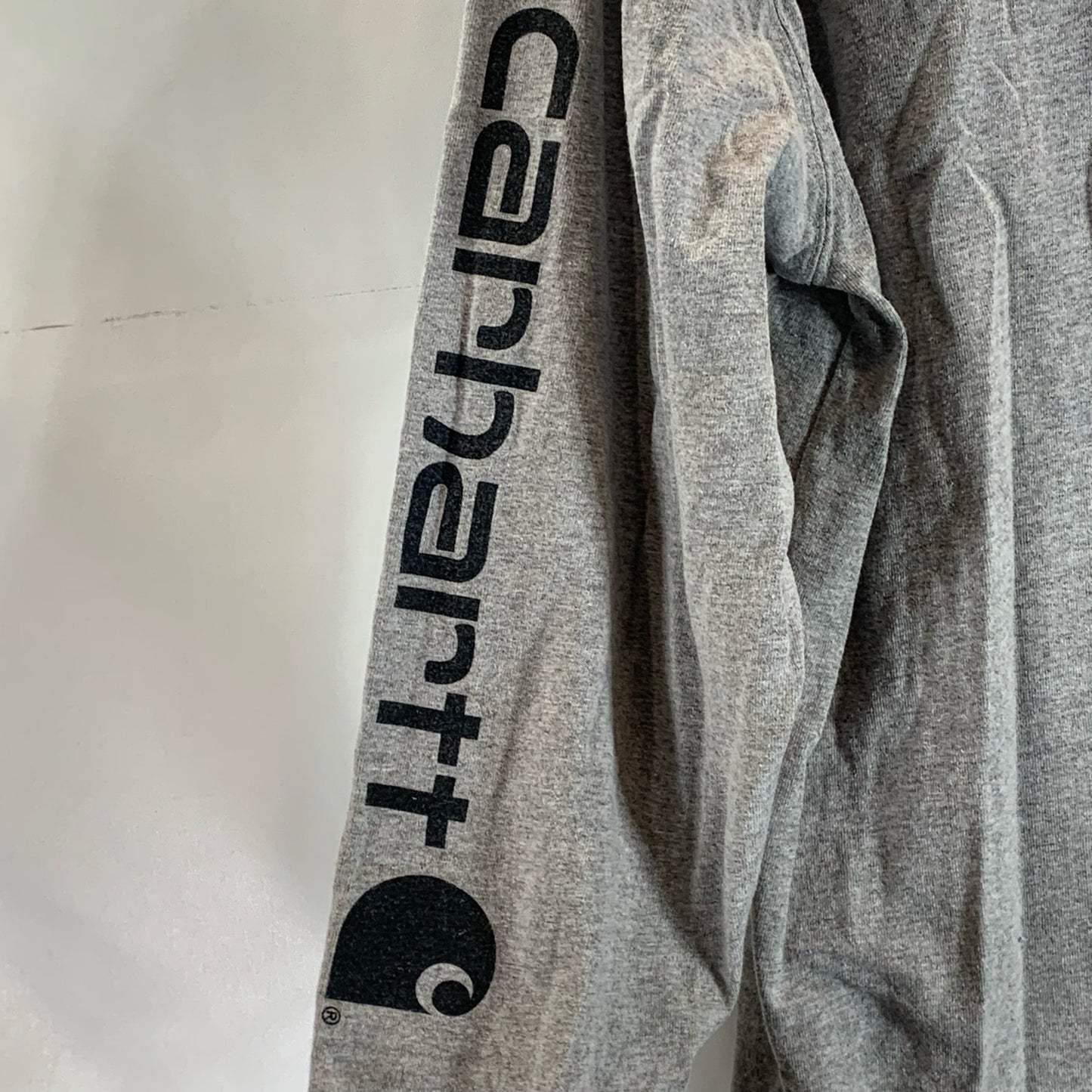 CARHARTT Men's Grey Loose-Fit Crewneck Logo Long Sleeve Graphic T-Shirt SZ S