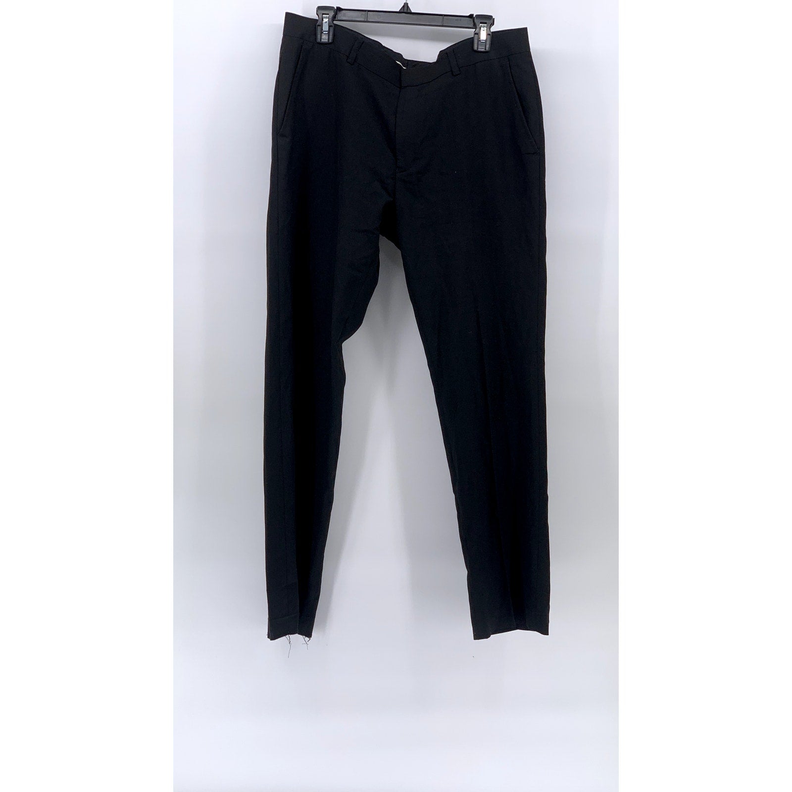 TOPMAN Men's Black Solid Regular-Fit Straight-Leg Dress-Up Pants SZ 36