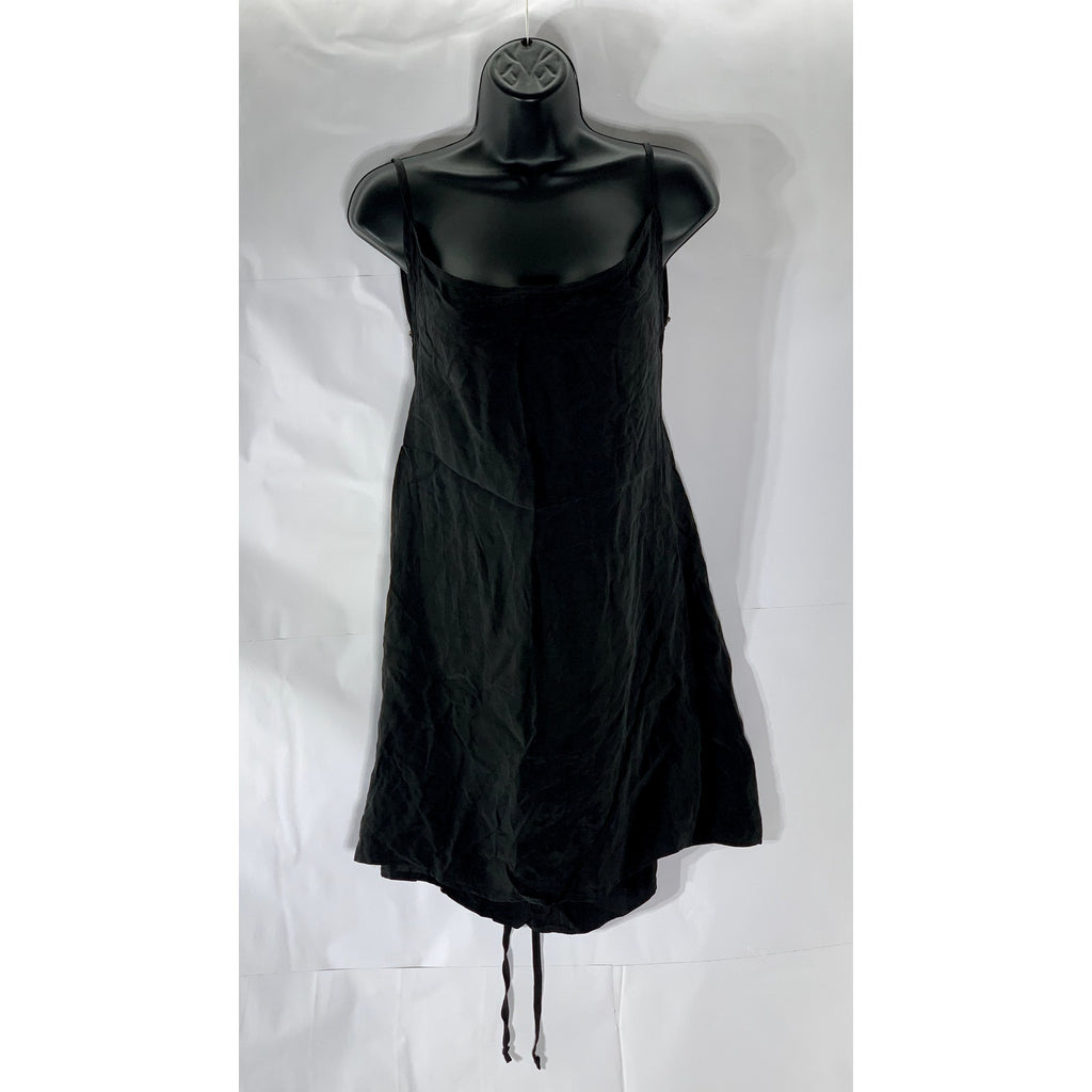 UNBRANDED Women’s Black Cowl-Neck Adjustable Straps Open-Back Mini Dress SZ M