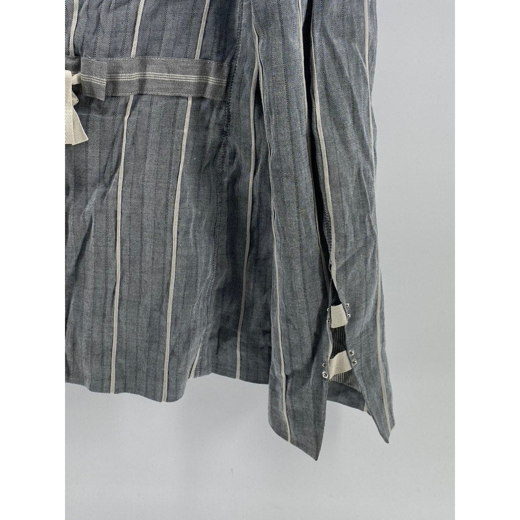 HIGH USE Women's Dark Gray Striped Two-Button Tie-Back Long Sleeve Blazer SZ 30