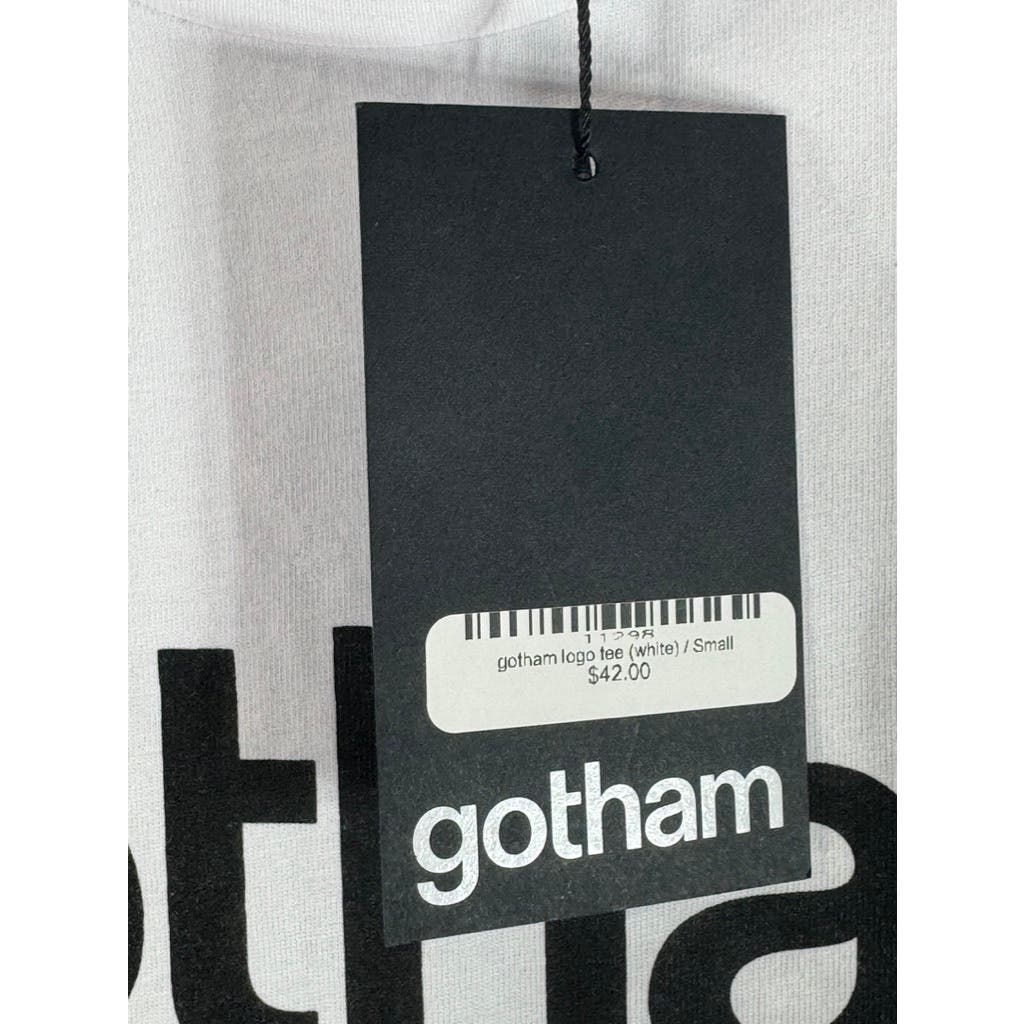 GOTHAM Men's White "Gotham" Logo Short Sleeve Crew Neck T Shirt SZ S
