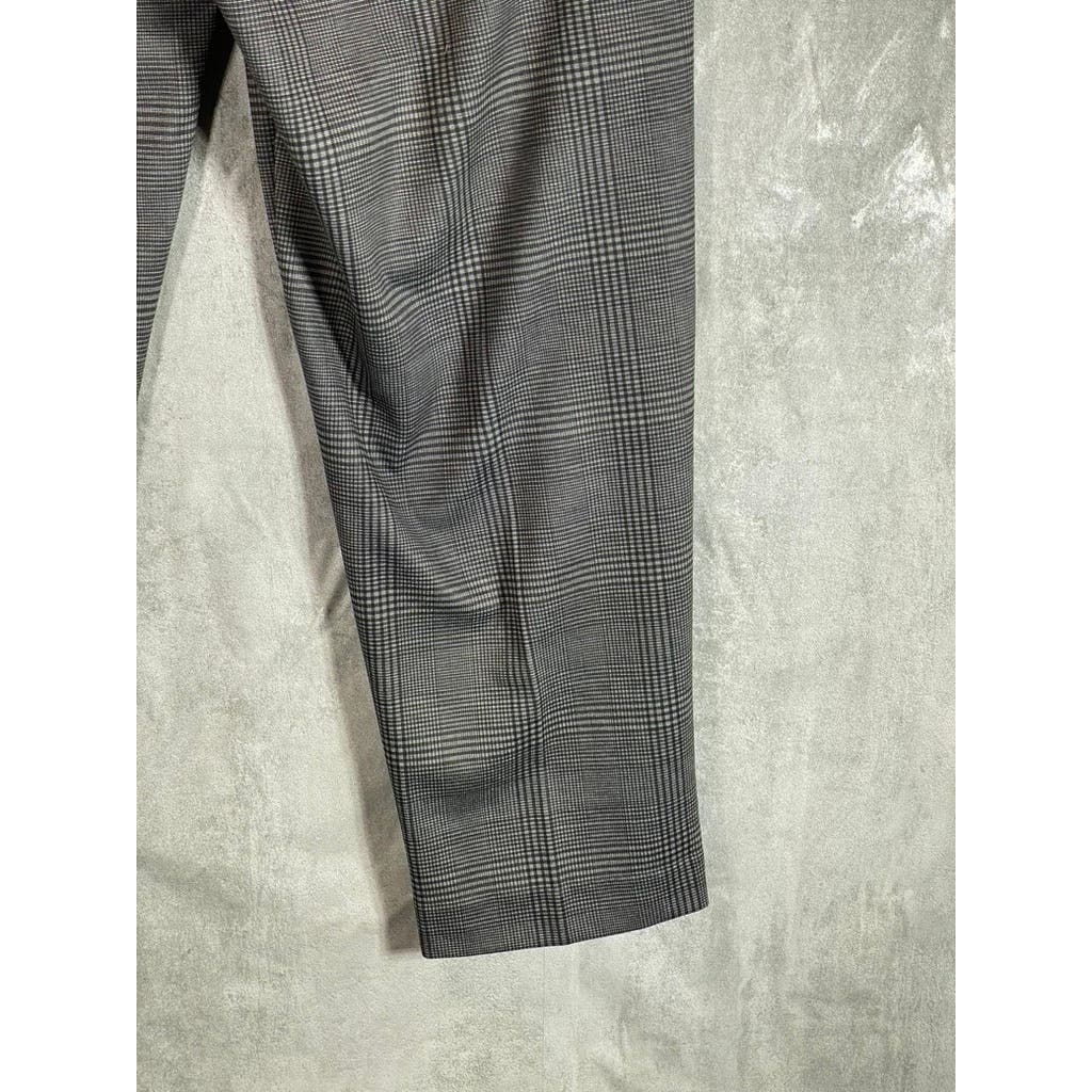 SELECTED HOMME Men's Charcoal Plaid Slight Tapered Jersey Cropped Pants SZ XL