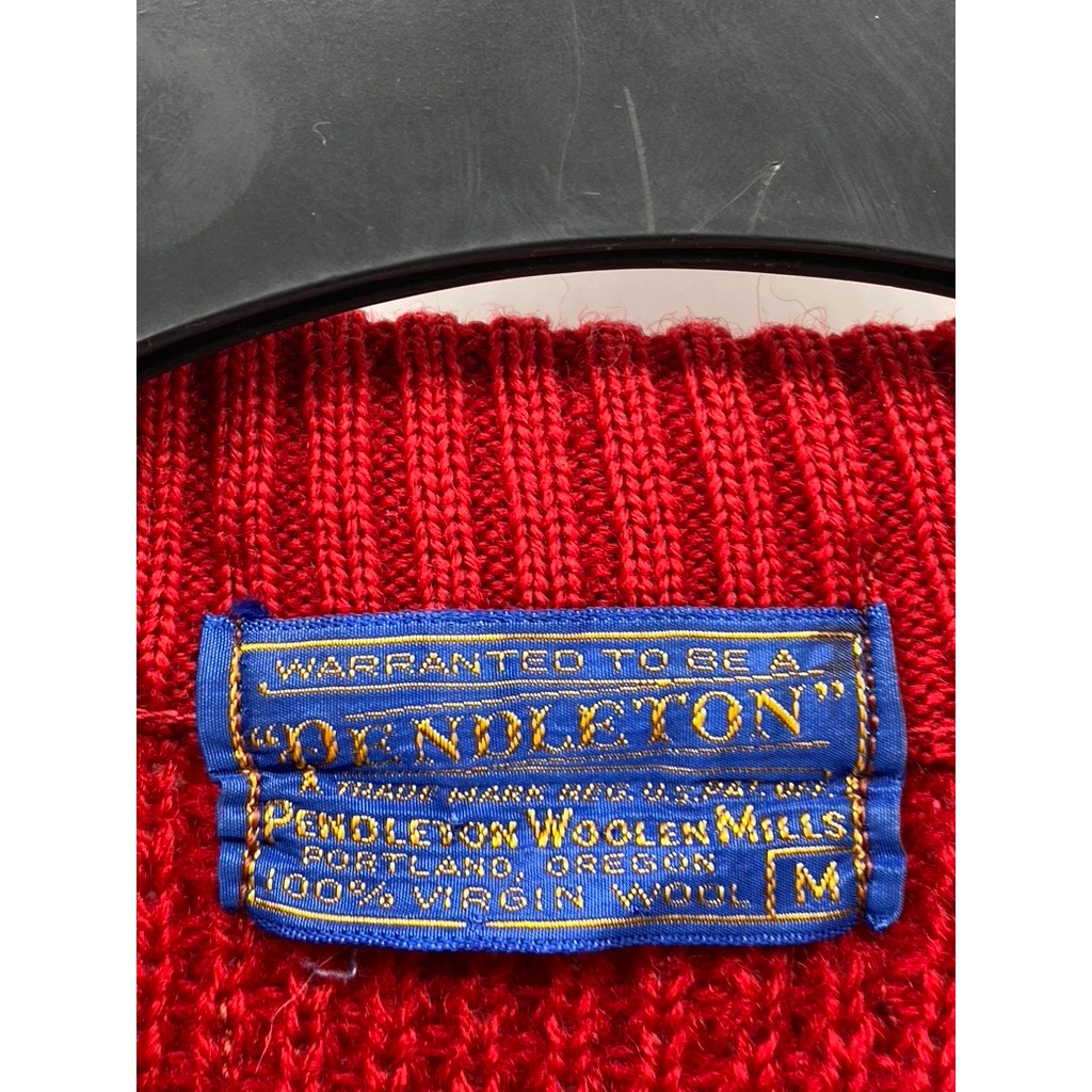 PENDELTON Women's Dark Red Vintage Knit Virgin Wool Button-Up Cardigan SZ M