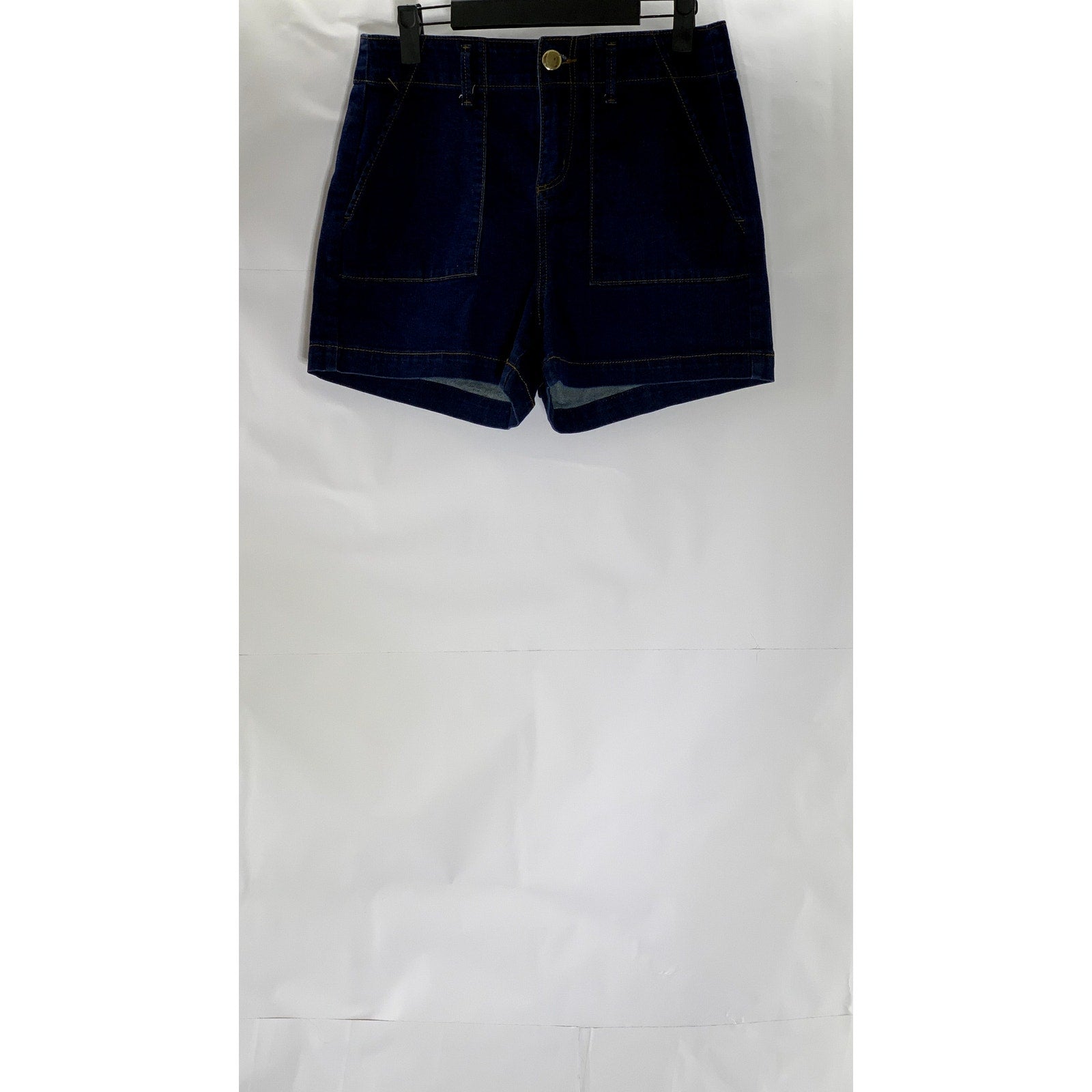 LOFT Women's Dark Blue Rinse Wash Patch Pocket High-Rise Denim Shorts SZ 25