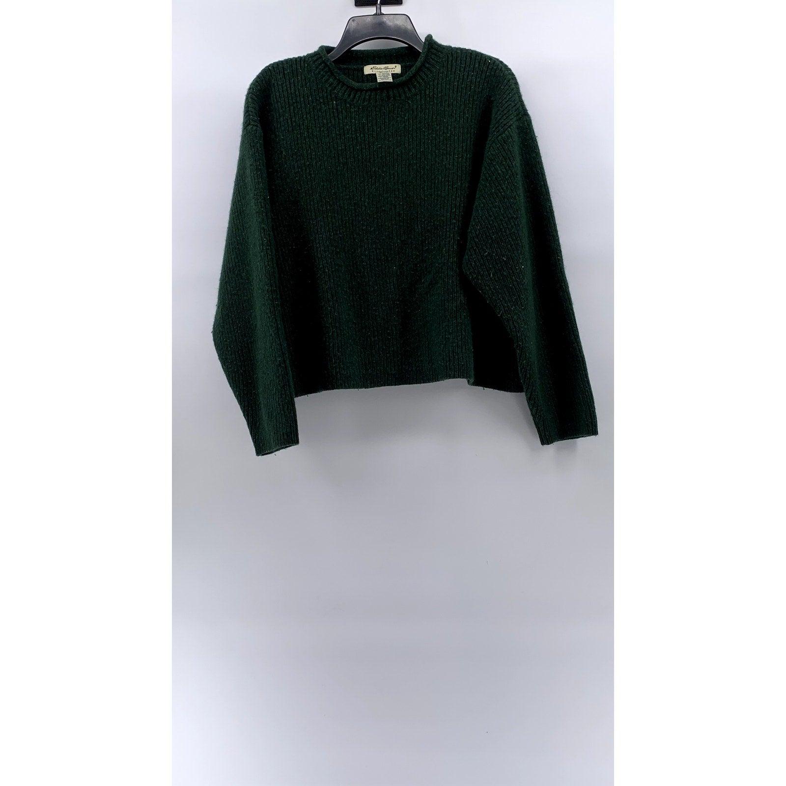 EDDIE BAUER Women's Vintage Forest Green Crewneck Wool-Blend Knit Sweater SZ XL