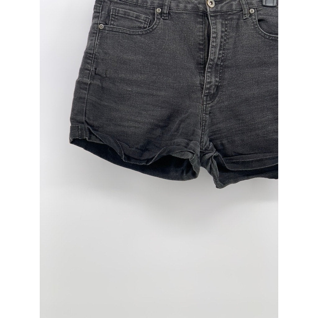 FOREVER 21 Women's Washed Black Denim Regular-Fit Five Pocket Shorts SZ 30