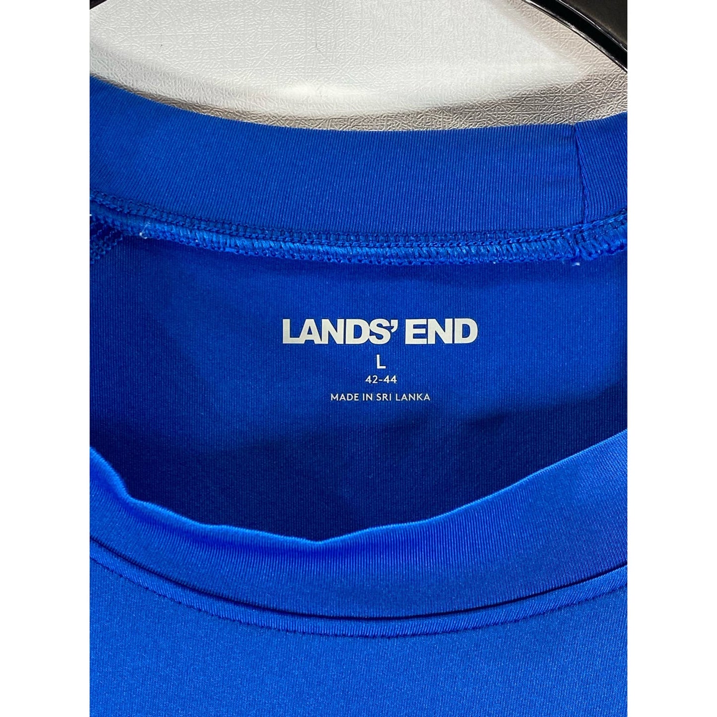 LANDS' END Men's Blue Crewneck Athletic Long Sleeve T-Shirt SZ L