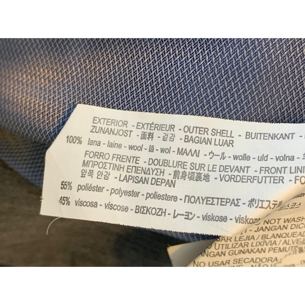 ZARA MAN Men's Navy Solid Two-Button Wool Blazer SZ 38