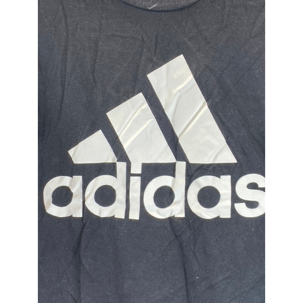 ADIDAS Men's Black/White Amplifier Large Logo Crewneck Short Sleeve T-Shirt SZXL