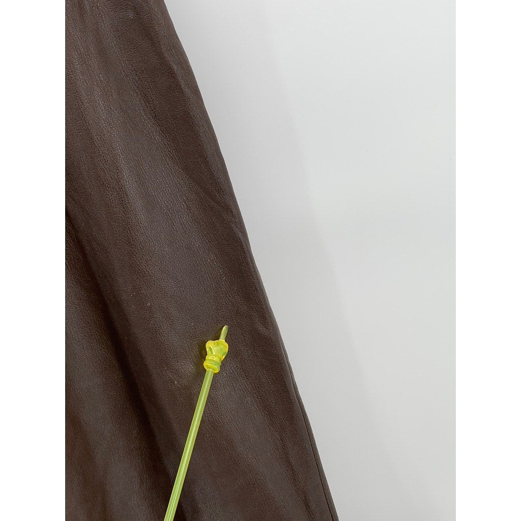 MIXIT Women's Vintage Brown Leather High-Rise Straight Leg Pants SZ 8