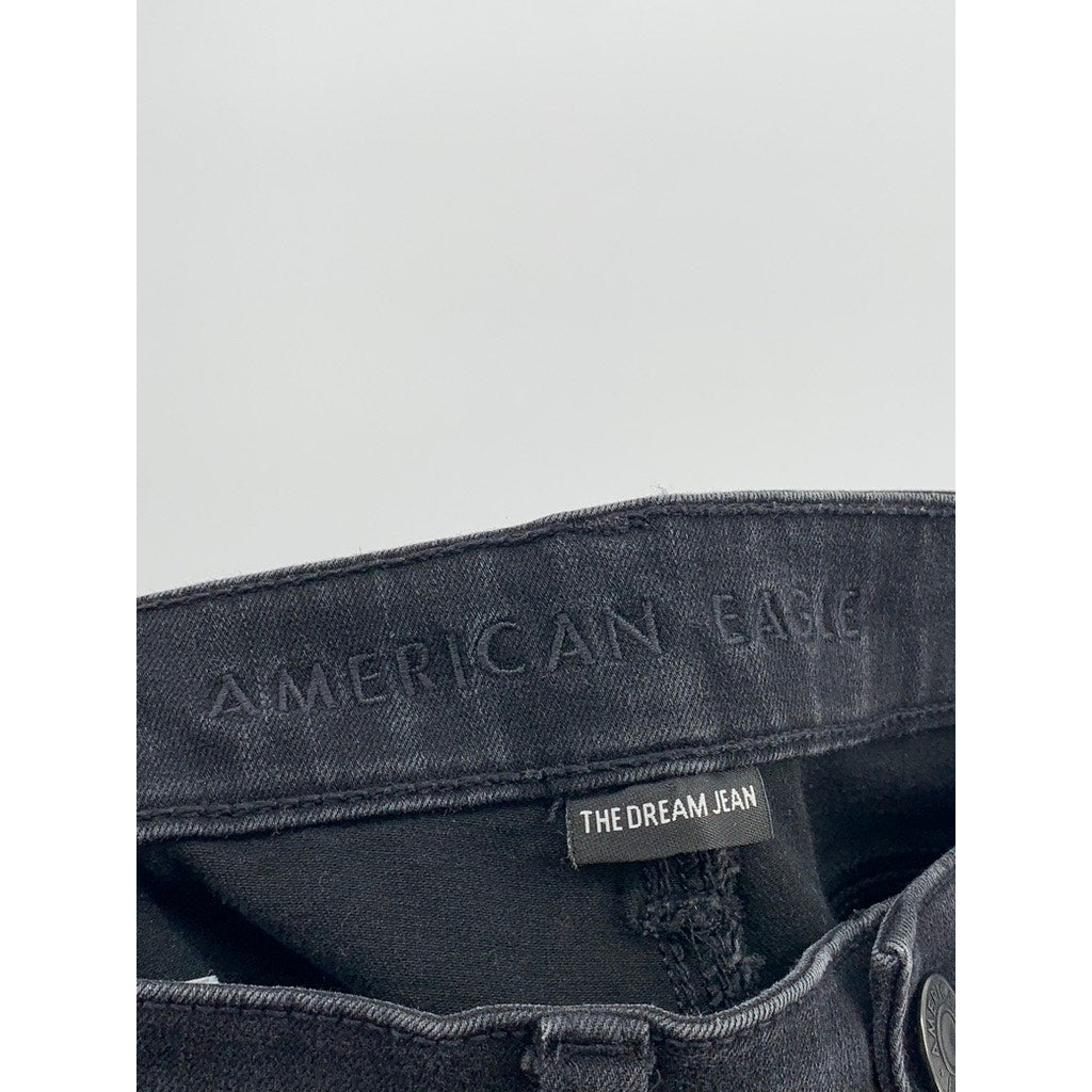 AMERICAN EAGLE OUTFITTERS Women's Black Frayed Skinny The Dream Jeans SZ 2