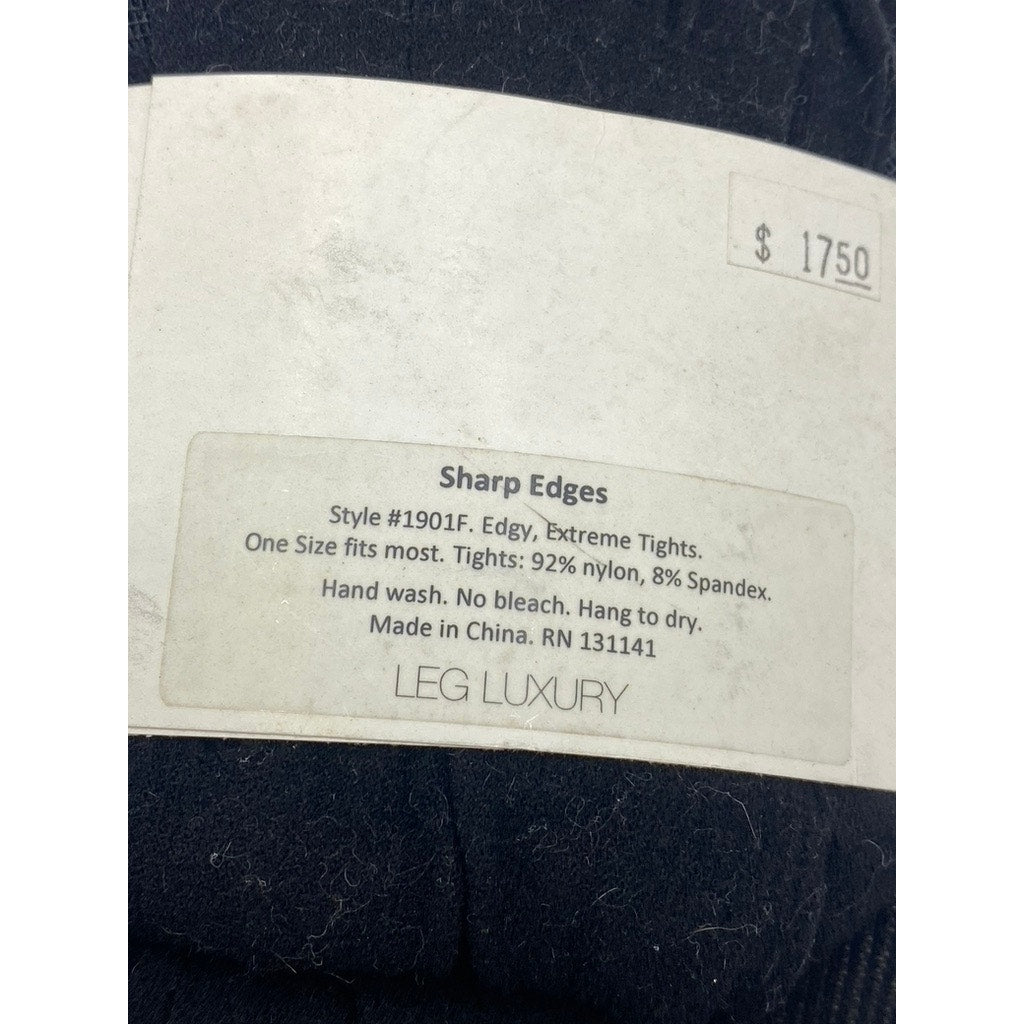 LEG LUXURY Women's Black Circle Cutout Semi-Sheer Stretch Pull-On Tights SZ OS