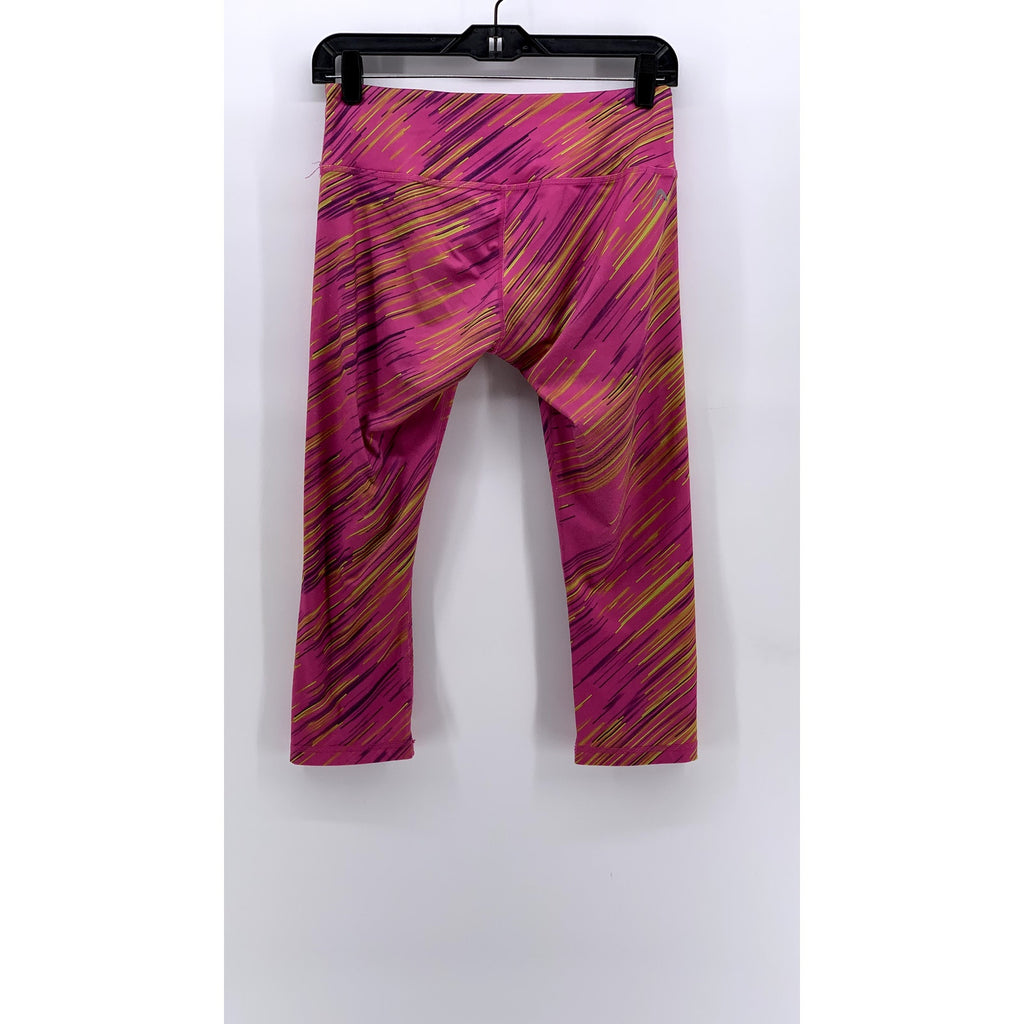 HEAD Women's Pink-Yellow Printed Capri Leggings SZ S