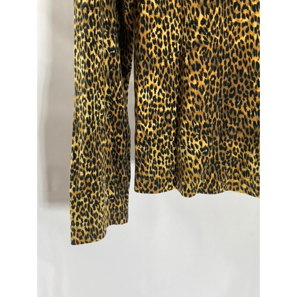 JONES NEW YORK SPORT Women's Brown/Black Animal Print Mock-Neck Top SZ S