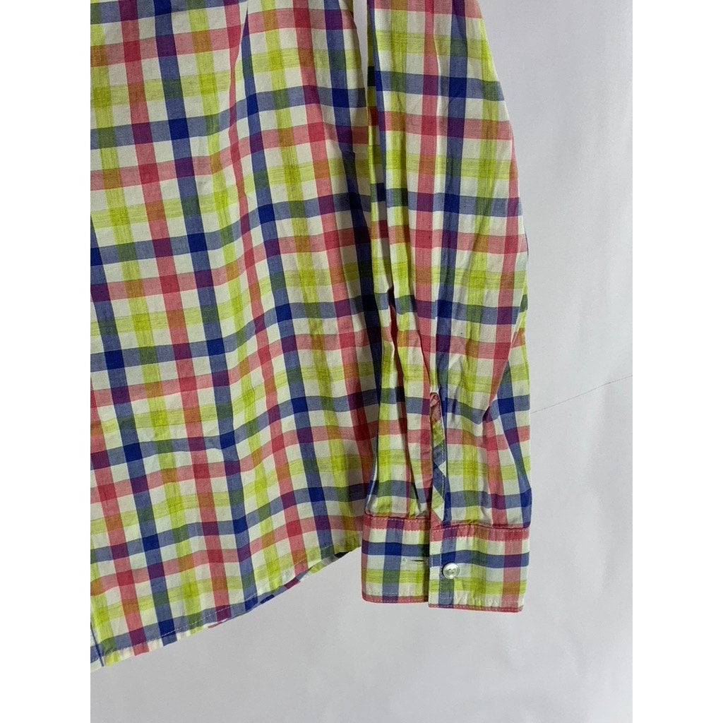 J.MCLAUGHLIN Women's Multicolor Plaid Button-Up Long Sleeve Top SZ 2