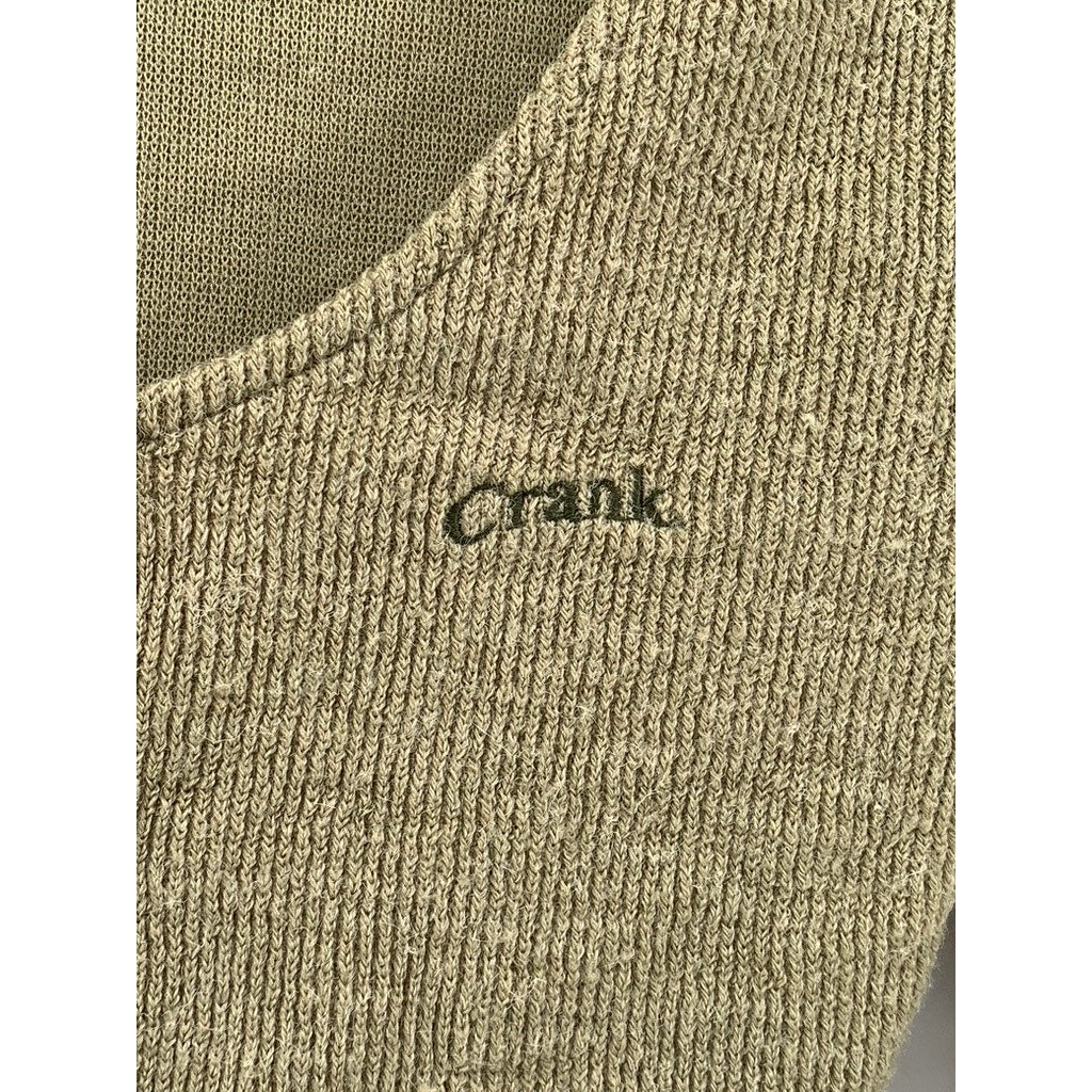 CRANK Women's Green Knit Scoop-Neck Button-Up Long Sleeve Cropped Top SZ XS